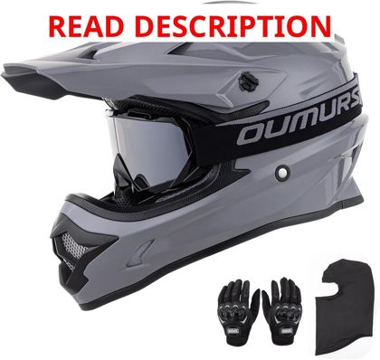 OUMURS Adult ATV Dirt Bike Helmet with Goggles