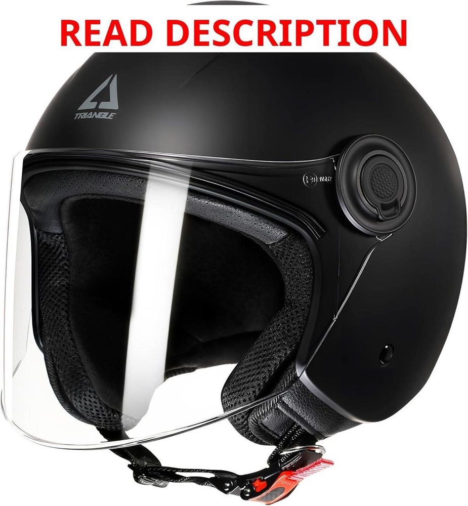 Triangle Open Face Helmet DOT Retro Visor