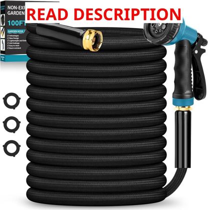 Garden Hose 100FT Non-Expanding with Nozzle
