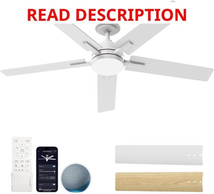 Smart Ceiling Fans with Lights 52" DC Remote