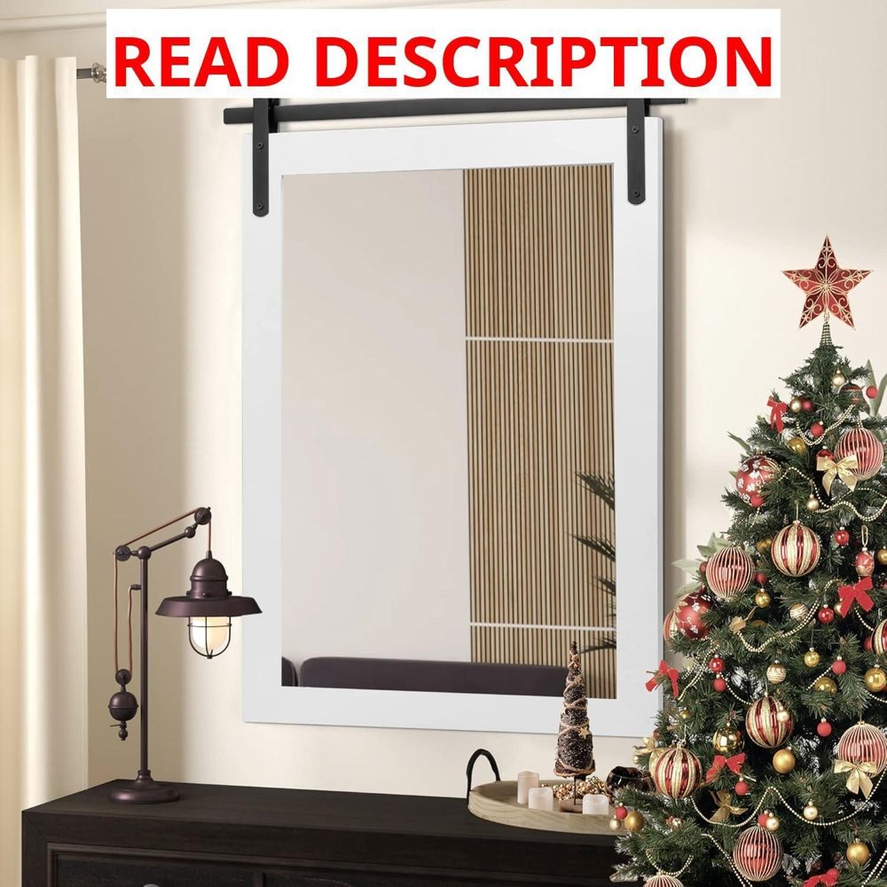 PAIHOME Farmhouse Bathroom Mirror 24x36 White