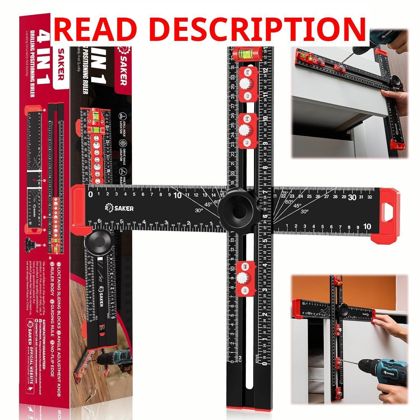 Saker 4-in-1 Drilling Ruler Adjustable T-