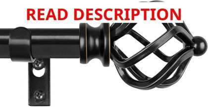 KAMANINA Black Curtain Rod 66-120" 3/4" Rod