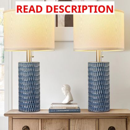 Reaketon Table Lamps Set 2 Ceramic Blue