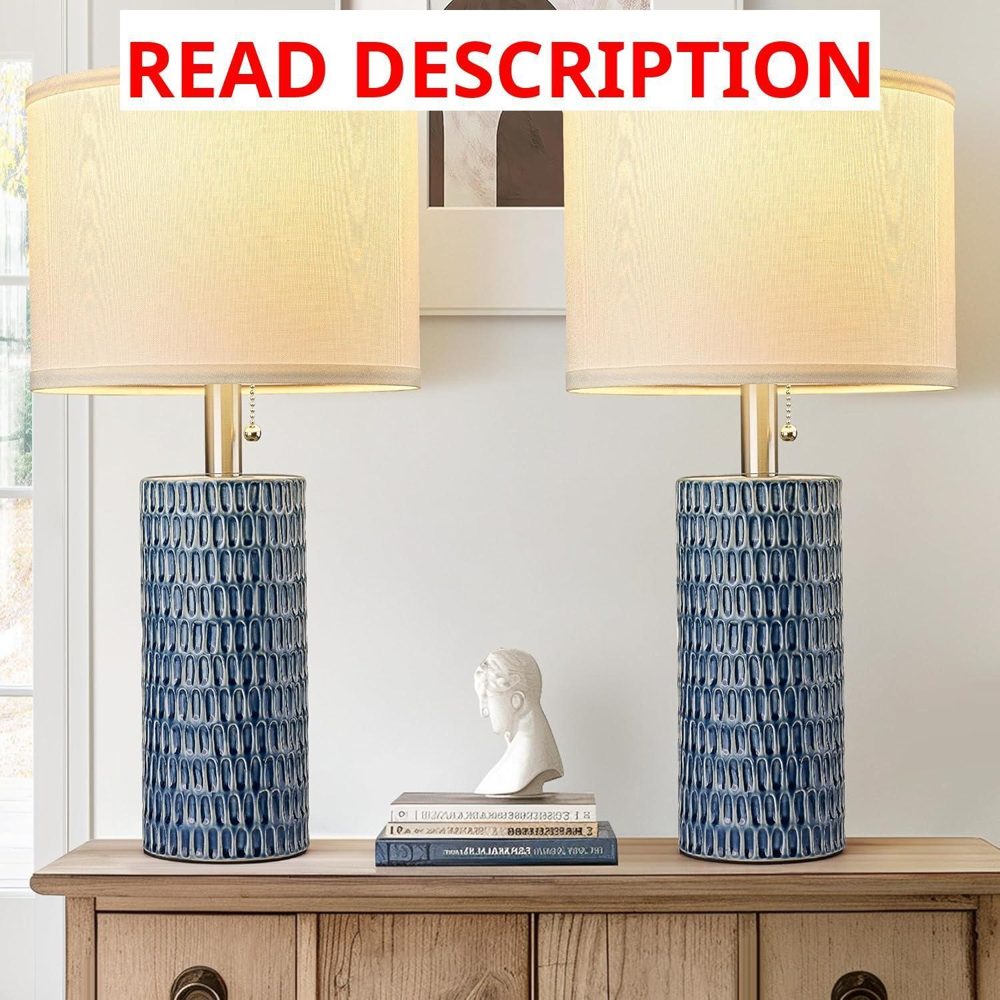 Reaketon Table Lamps Set 2 Ceramic Blue