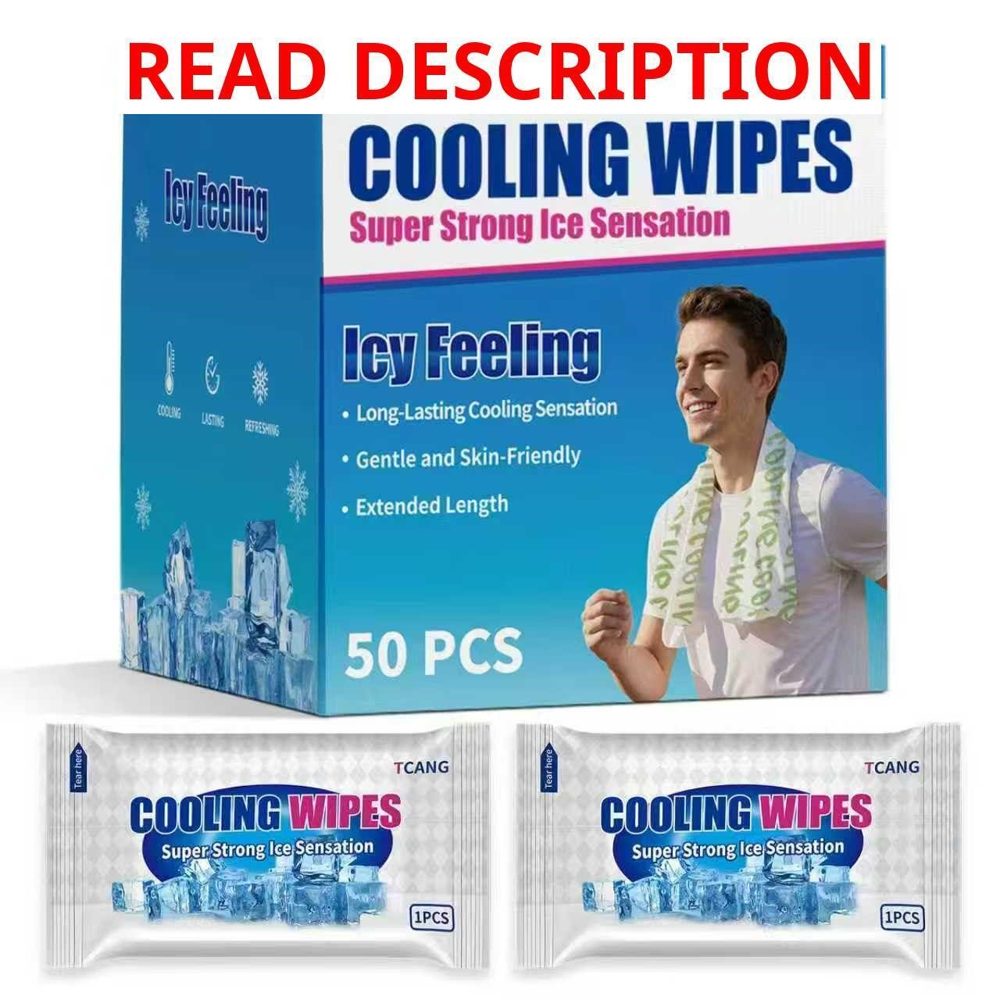 50 Pack Cooling Wipes for Neck & Face Green