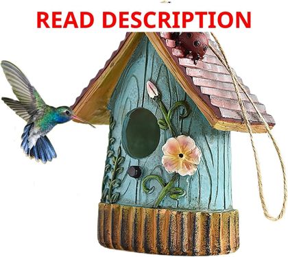 Resin Bird House: Hanging Outdoor Decor