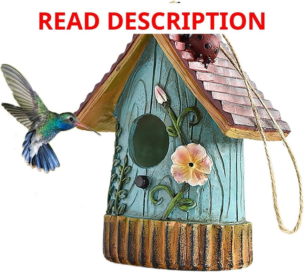 Resin Bird House: Hanging Outdoor Decor