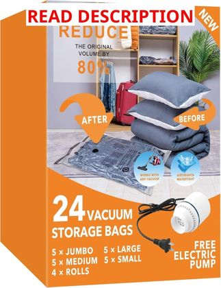 GONGSHI Vacuum Seal Bags with Pump - 24 Combo