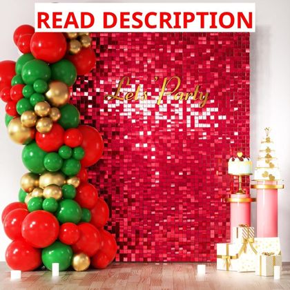 COKAOBE Red Shimmer Backdrop 24pcs Sequin