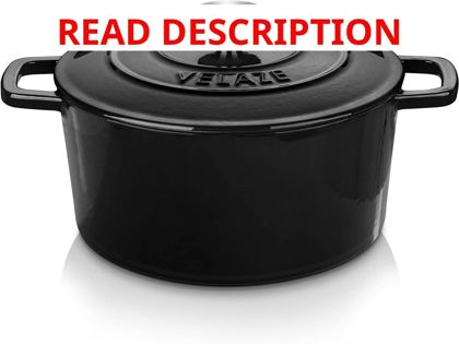 Velaze 6 QT Enameled Cast Iron Dutch Oven Lid