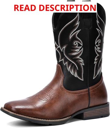 IUV Cowboy Boots for Men Square Toe Western