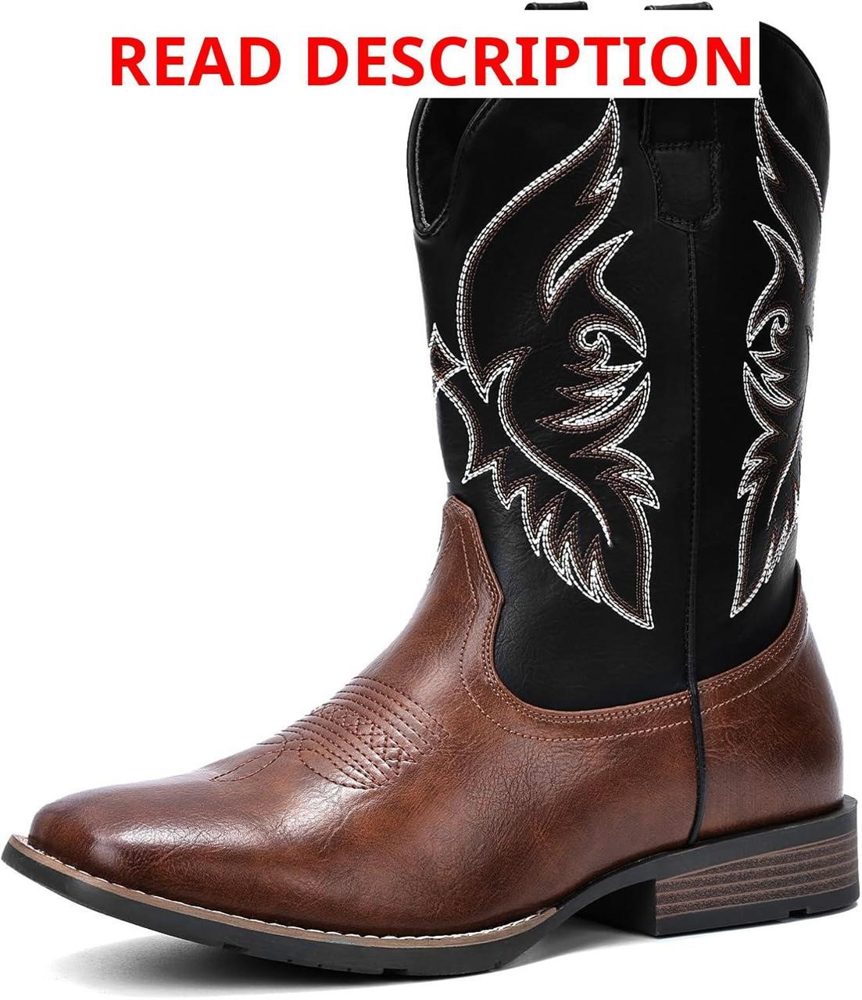 IUV Cowboy Boots for Men Square Toe Western