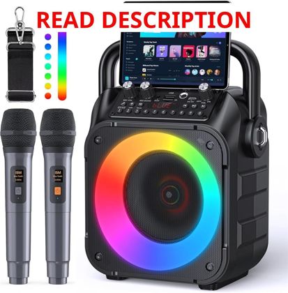 Karaoke Machine: Bluetooth Speaker + 2 Mics