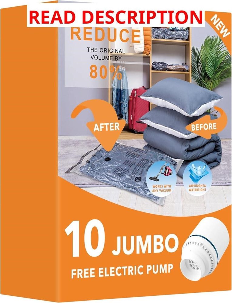 GONGSHI Vacuum Seal Bags with Pump 10 Jumbo
