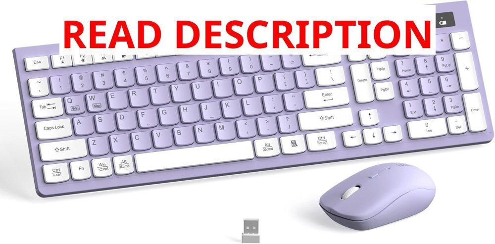 Wireless Keyboard and Mouse Combo: Purple