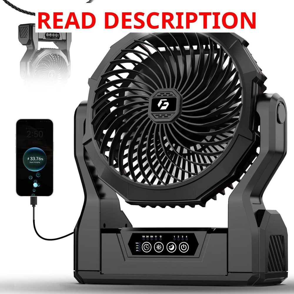 XZK 24000mAh Camping Fan with LED Light
