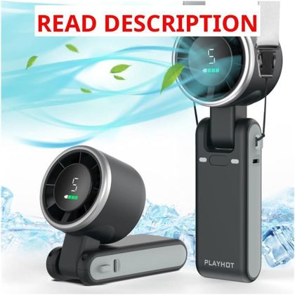 PlayHot Portable Handheld Fan 5-Speed USB-C