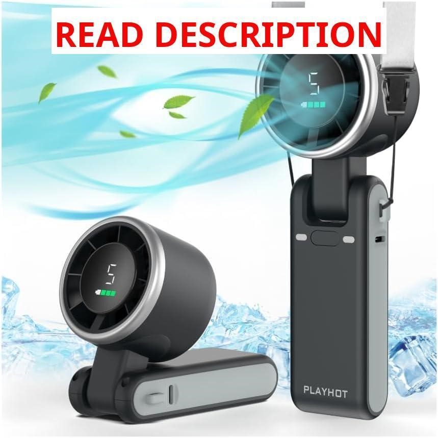 PlayHot Portable Handheld Fan 5-Speed USB-C