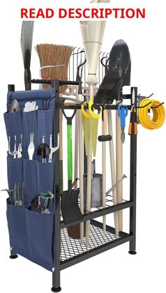 Garden Tool Organizer Rack for Garage and Yard