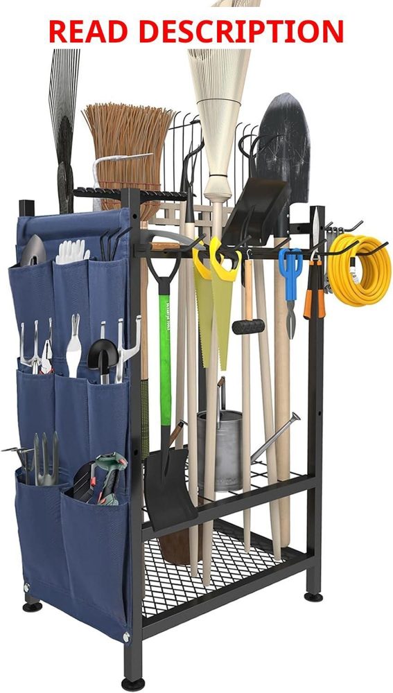Garden Tool Organizer Rack for Garage and Yard