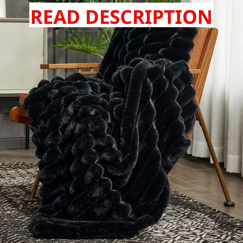 Cozy Bliss Faux Fur Throw - 50x60 Black