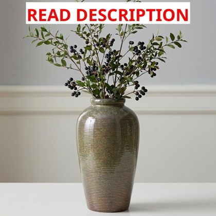 Rustic Farmhouse Ceramic Vase - 11" Brown