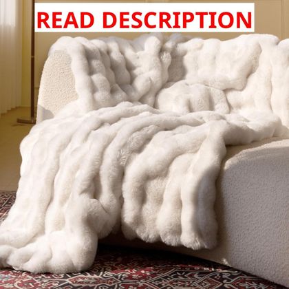 Ultra Soft Faux Fur Throw Blanket Cream 50x60