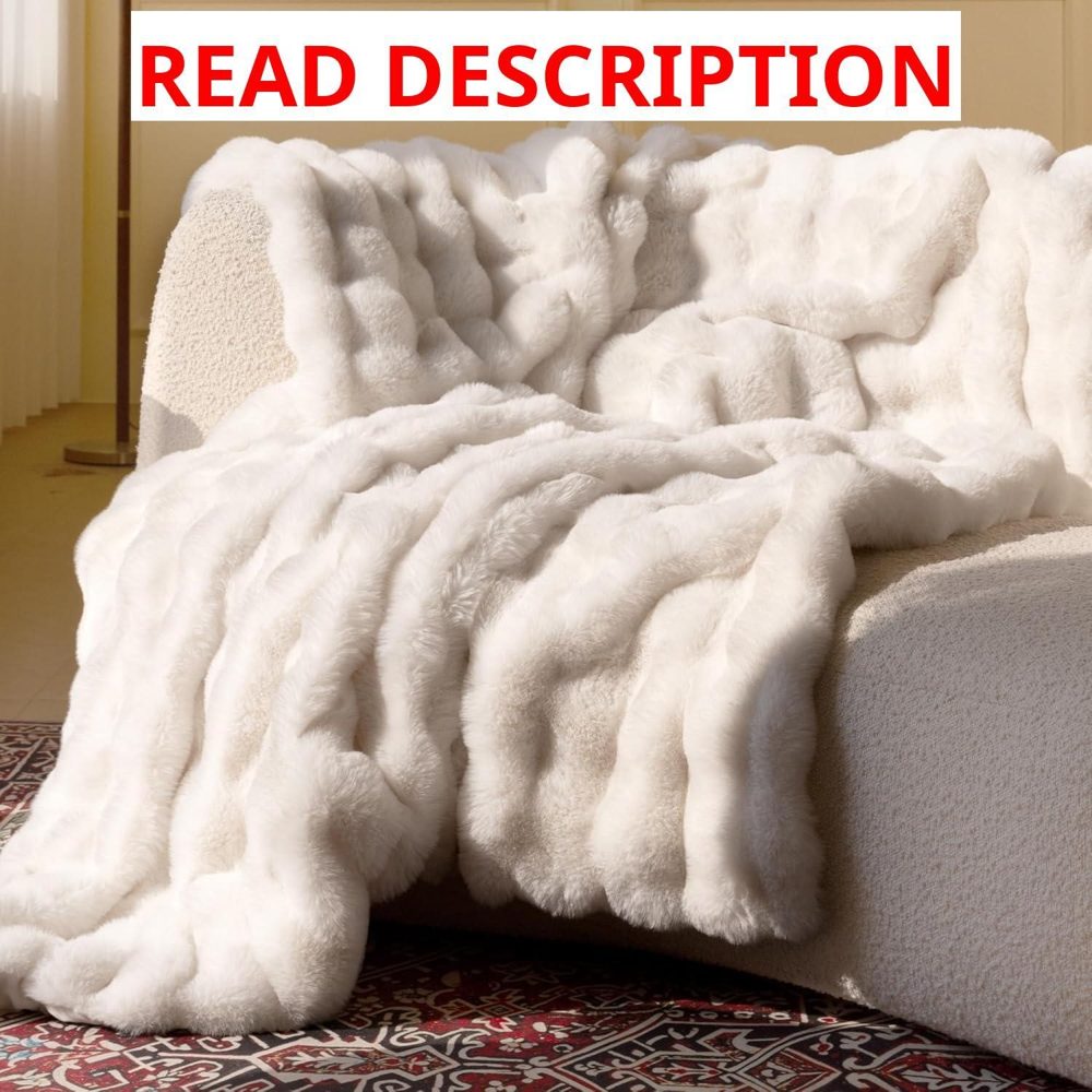 Ultra Soft Faux Fur Throw Blanket Cream 50x60