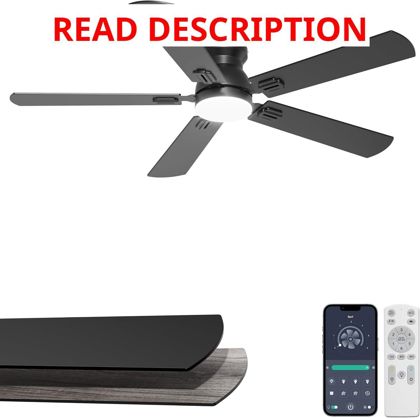 52" Black Flush Mount Fan with Lights