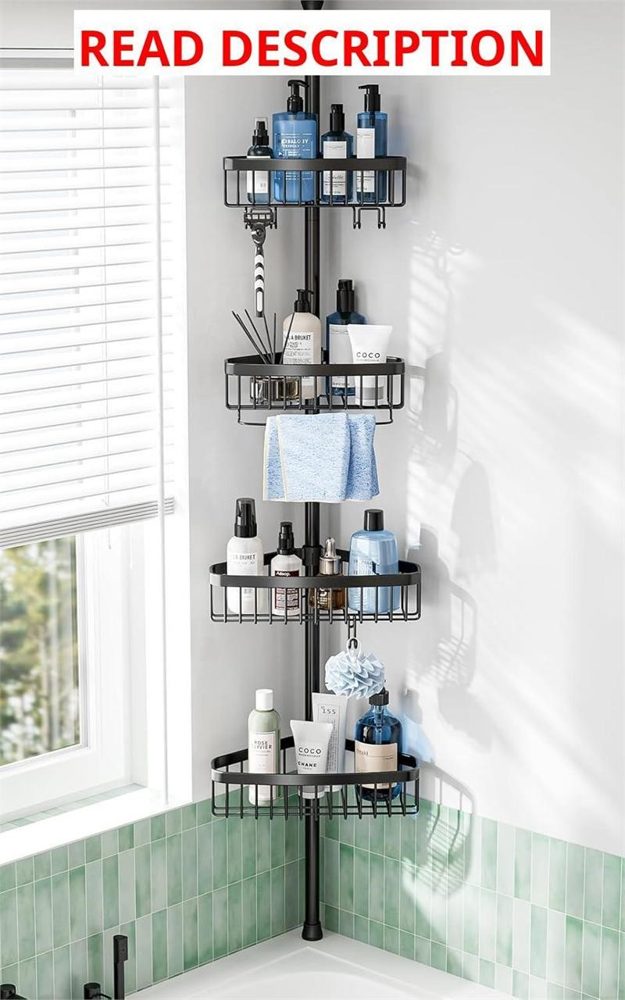 Corner Shower Caddy Tension Pole 4-Tier