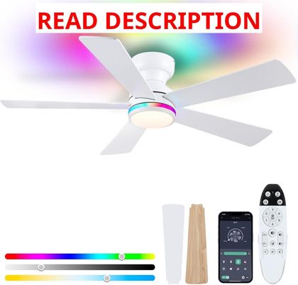 White RGB Ceiling Fans with Lights - 46"
