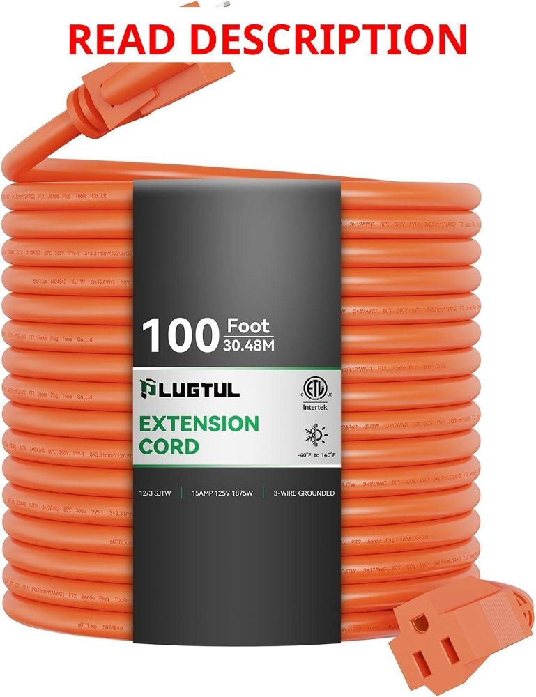 12 GA Outdoor Extension Cord 200ft 15A SJTW