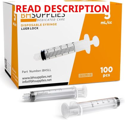 BH Supplies 5mL Luer Lock Syringes (No Needle)