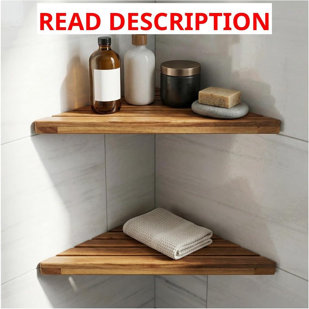 Wooden Corner Shower Shelf 2-Pack