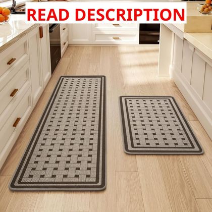 Kitchen Rugs Set of 2 Non Slip Braided Mats
