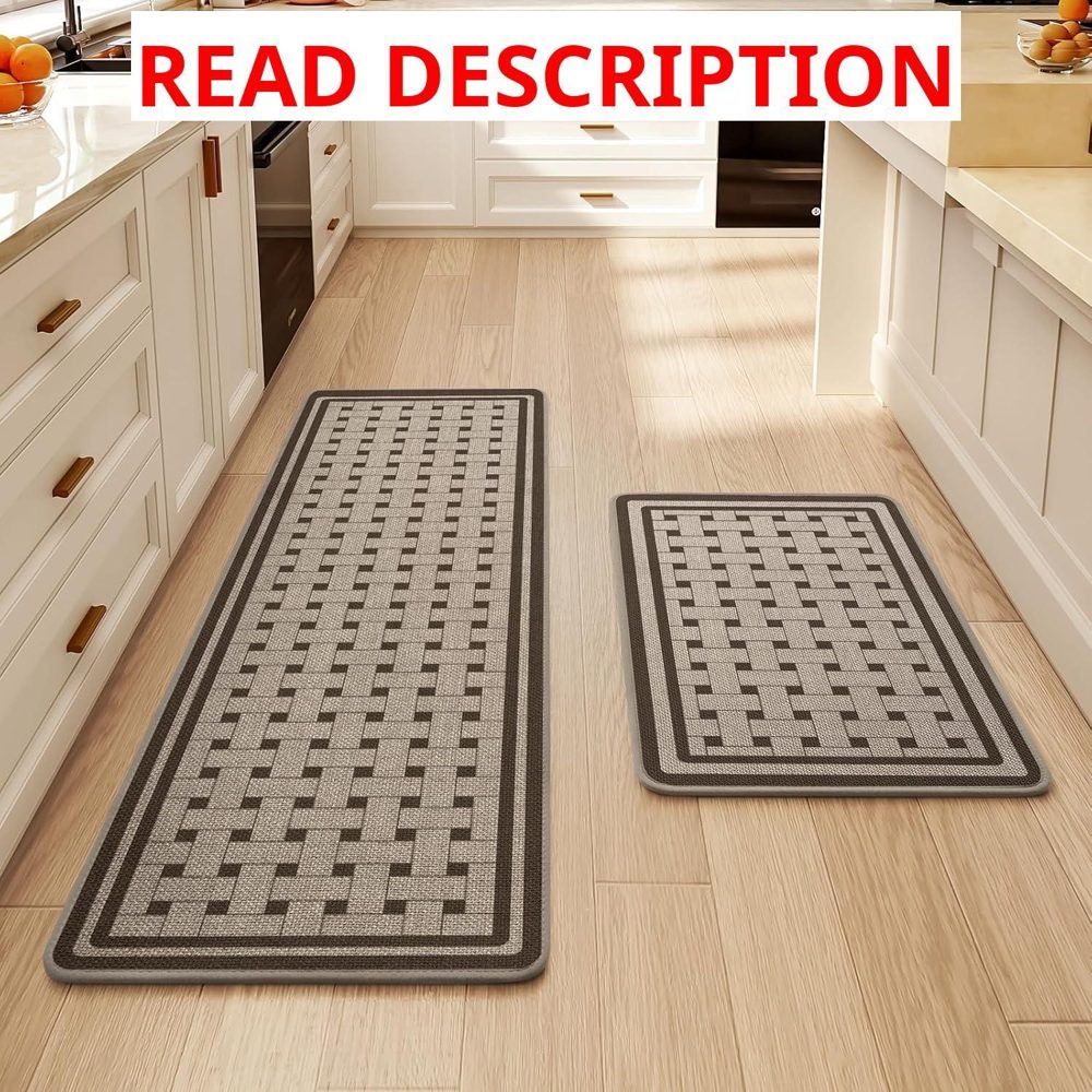 Kitchen Rugs Set of 2 Non Slip Braided Mats