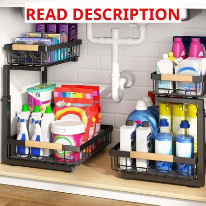 PXRACK Under Sink Organizer 1 Tier Black-2P