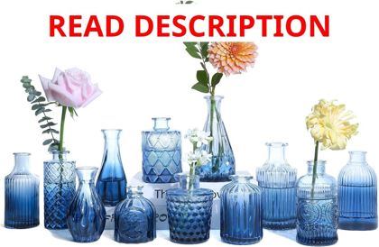 UPBUD Glass Blue Bud Vases Set of 12