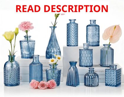 Armber 12 Pcs Blue Bud Vases Set