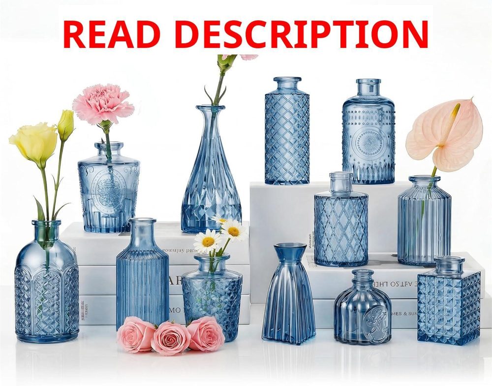 Armber 12 Pcs Blue Bud Vases Set