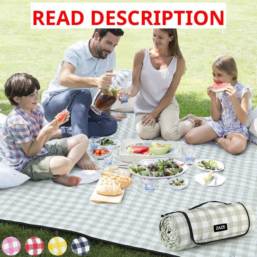 ZAZE Extra Large Picnic Blanket 80x80 Green