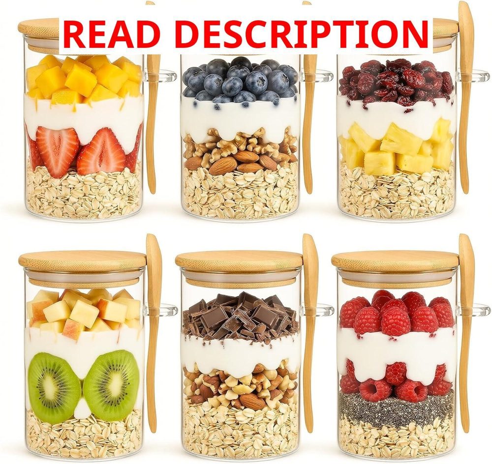 6 Pack 22oz Overnight Oats Jars