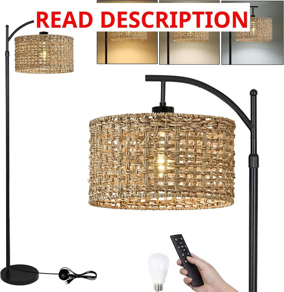 Arc Floor Lamp with Remote 3 Color Temp