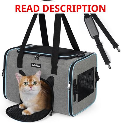 rabbitgoo Cat Carrier Soft with Buckles Grey