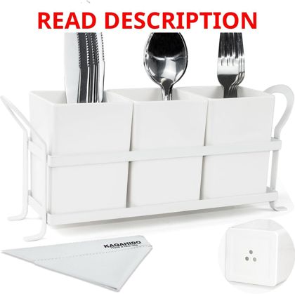KAQAHIDO Utensil Caddy with Drain Holes White