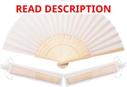 Sepwedd 50pcs Cream Silk Fan with Organza Bags
