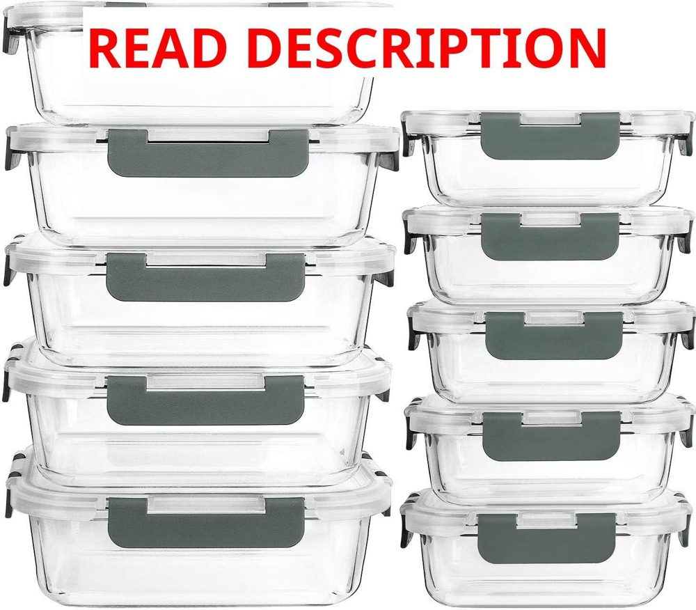 MCIRCO 10 Pack Glass Food Storage Containers