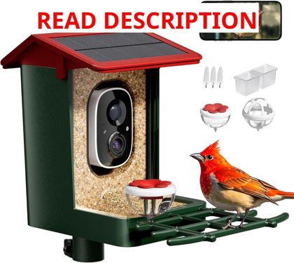 Smart Bird Feeder with Camera 2K HD Red