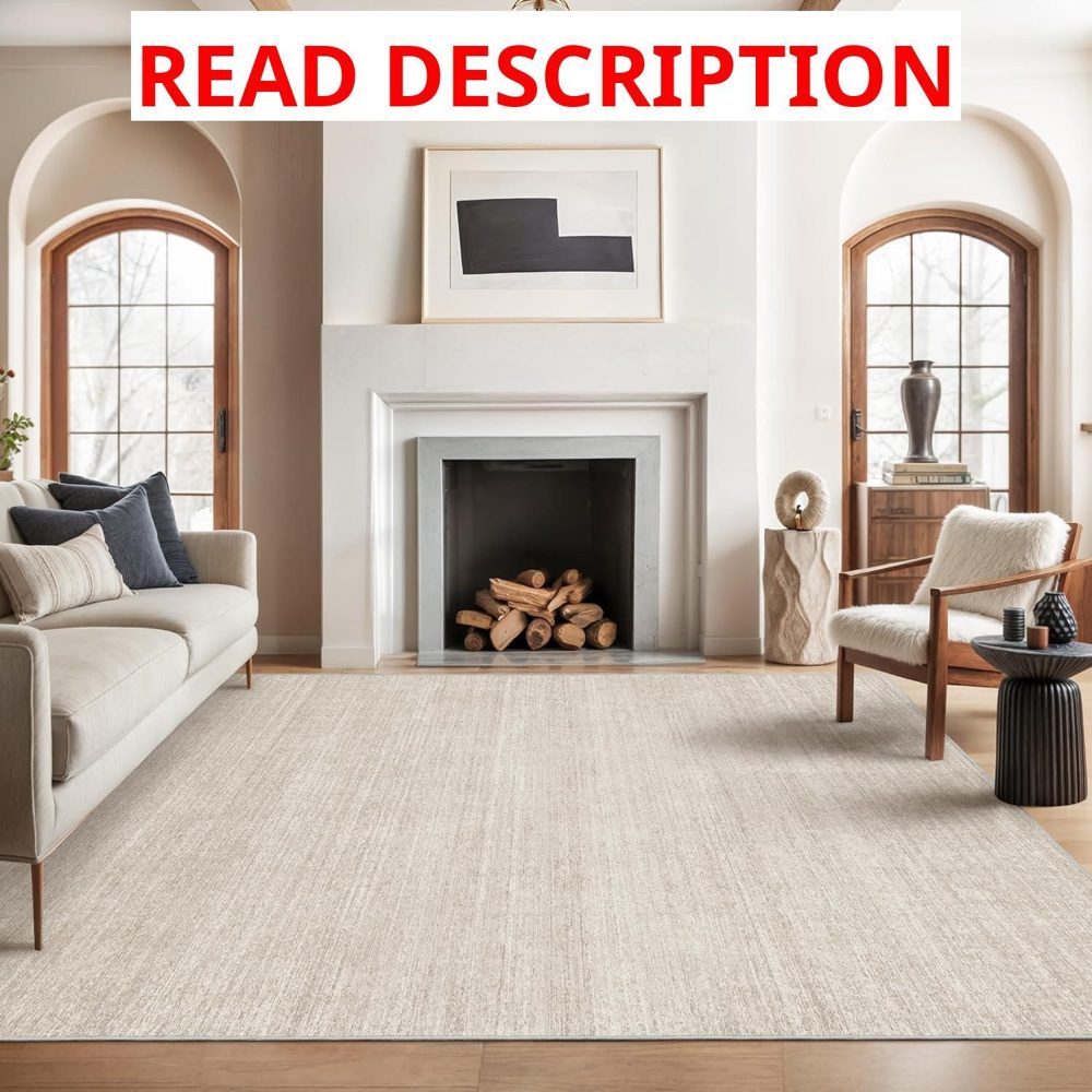 5x8 Area Rug Non Slip Beige Mat